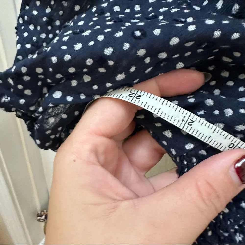 J. Crew Navy White Speckled Blouse Smocked top XL - Picture 5 of 11